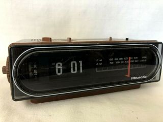 Vintage Panasonic Flip Number Alarm Clock Radio Wood Grain Rc - 6015