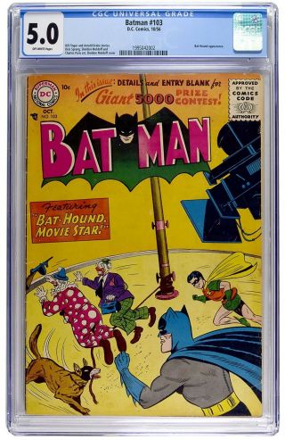 Batman 103 Cgc 5.  0 Vintage Dc Comic Robin Bat - Hound Detective Golden Age 10c