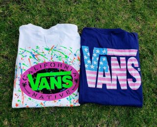 Vintage 80s 90s Vans Usa Skate Shirts Sz Large Made In Usa Rare Warped Tour.
