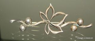 Kurt Christoffersen Leaf Sterling Silver Brooch Pin Vintage