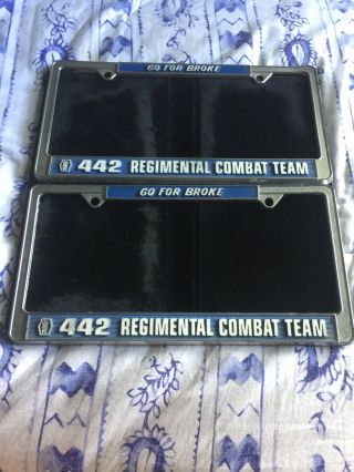 Rare Vintage 442nd Regimental Combat Team License Plate Frames