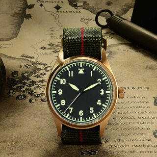 San Martin Men Pilot Automatic Watch Bronze Case 20atm Sapphireglass St2130 39mm