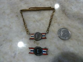 Army Navy " E " Efficiency In Production Award Pin And Tie Clasp,  Ww2