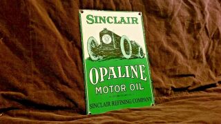 Vintage Sinclair Gasoline Porcelain Motor Oil Service Station Pump Plate Sign