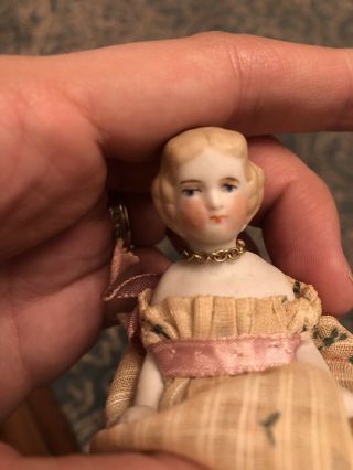 Large Rare Antique 3.  5” Parian Civil War Era Frozen Charlotte German China Doll