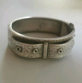 Antique Silver Aesthetic Movement Victorian Hinged Bracelet