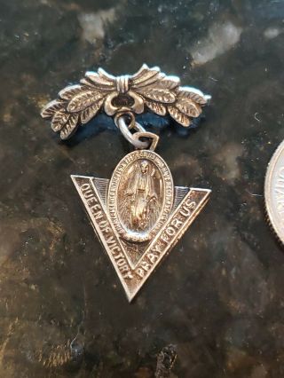 Rare Wwii Our Mother Of Victory Religious Sterling Pin Family Piece Perfect Cond