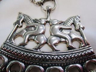 Kalevala Koru Sterling Silver Double Horse Necklace - Made In Finland - NR 3