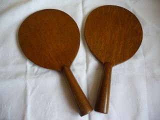 Pair Vintage Solid Wood Table Tennis Bats Ping Pong Paddles 1930s