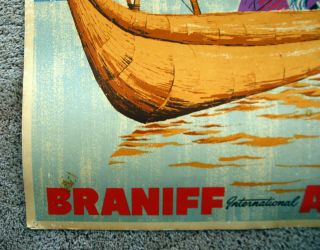 Vintage 1950s BRANIFF AIRLINES BOLIVIA Travel Poster Train railway art 8