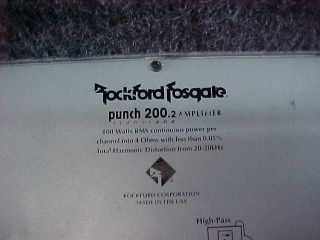 ROCKFORD FOSGATE PUNCH 200.  2 AMP MADE IN USA VINTAGE OLD SCHOOL 5