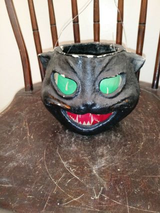 Vintage Halloween Black Cat Lantern Pre - 1960