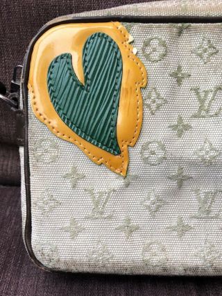 VTG Louis Vuitton Green Mini Lin Conte de Fees Mushroom Pochette Handbag Purse 2