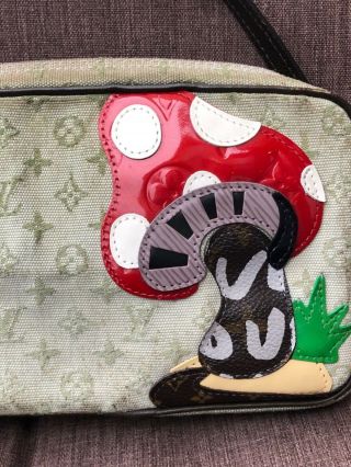 VTG Louis Vuitton Green Mini Lin Conte de Fees Mushroom Pochette Handbag Purse 3