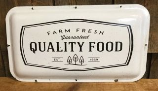 Rare Vintage Farm Fresh Quality Food Porcelain Sign Country Store 12x7