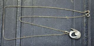 OLA GORIE Vintage Sterling Silver TINY SWAN Celtic Scottish Pendant & 16 