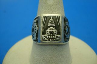 Rare 1936 Texas Centennial Sterling Silver Ring - - Unisex - - Size 7.  5 - - Exc