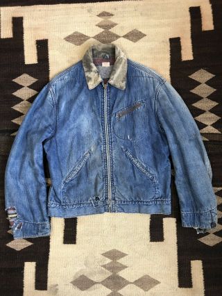 Vtg 50’s Hercules Denim Blanket Lined Work Jacket Workwear Sears Roebuck 44