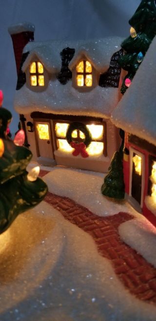 Vintage Glenview Mold Lighted Ceramic Christmas Village Houses Rare Village 6