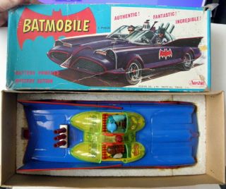 Rare Battery Powered Mystery Action Tin Batmobile Aoshin Co.  Japan In The Box