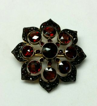 Gorgeous Antique 9ct Rose Cut Bohemian Garnet Brooch Pin