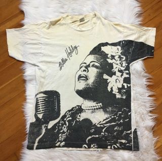Billie Holiday Vintage T Shirt Sz Xl Double Sided Single Stitch Big Graphic