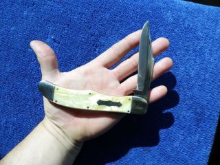 Vintage Schrade Cut Co Pocket Knife Folding Hunter Pearl Old Knife 3