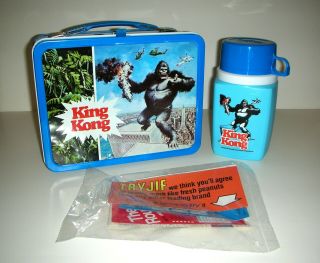 King Kong Vintage Metal Lunchbox W/thermos 1977 - Not Joe Soucy