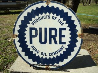 Vintage Pure Oil & Gas Company - Porcelain Advertising Sign