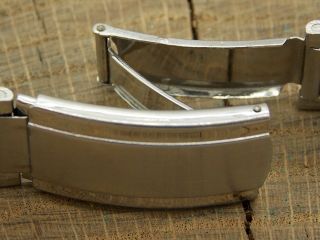 Pre - Owned Vintage Watch Band 18mm Curved Deployment Clasp Stainless Steel Mens 5