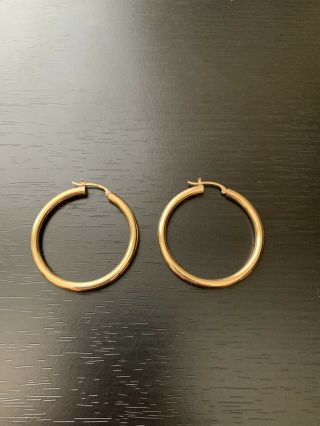 Vintage 14k Yellow Gold Hoop Dangle Earrings 1.  5 " - 2.  63 Grams