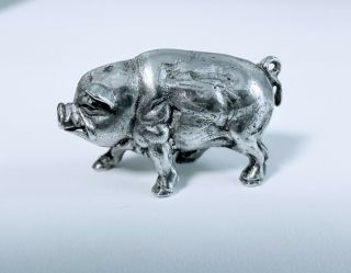 Pig Figurine,  Solid Sterling Silver Vintage,  Handmade,  Nifty