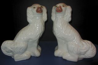 Antique Staffordshire Authentic King Charles Spaniel Dogs Figurines