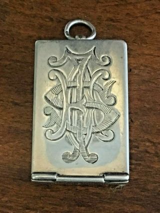 Antique Unusual Solid Silver Flip Top Vesta Case London 1880