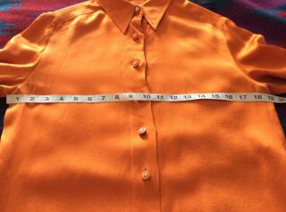 Gorgeous Authentic CHANEL Vintage Orange Silk Top Button Up Shirt Size 38 France 10