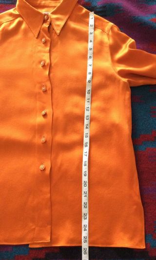 Gorgeous Authentic CHANEL Vintage Orange Silk Top Button Up Shirt Size 38 France 11