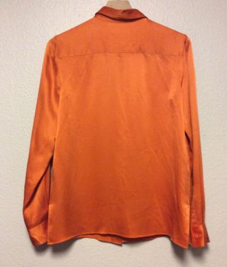 Gorgeous Authentic CHANEL Vintage Orange Silk Top Button Up Shirt Size 38 France 2