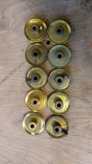 Meccano Brass 1 - Inch Pulleys With Boss Part No.  22 Pack Of Ten