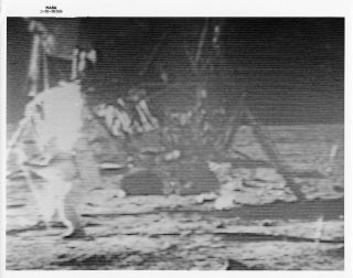 Vintage Nasa Photo Apollo 11 Black & White Tv View On Moon July 20,  1969