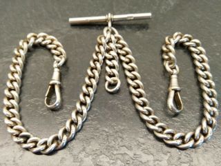 Old Vintage All Silver Double Albert Pocket Watch Chain 1921 - 22 By H.  P.