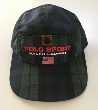 Vintage Polo Sport Ralph Lauren Hat With Tag - Plaid - Made In Usa