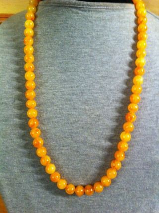 Gorgeous Vintage Egg Yolk Butterscotch Baltic Amber Beads Necklace 4