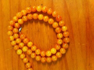 Gorgeous Vintage Egg Yolk Butterscotch Baltic Amber Beads Necklace 8