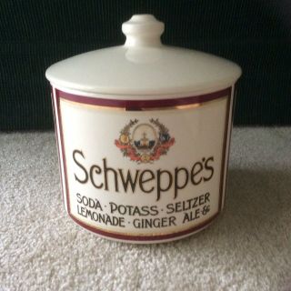 Antique Vintage Schweppes Advertising Ceramic Ice Bucket Made In England