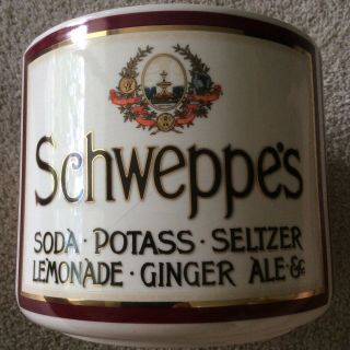 Antique Vintage SCHWEPPES Advertising Ceramic Ice Bucket Made In England 8