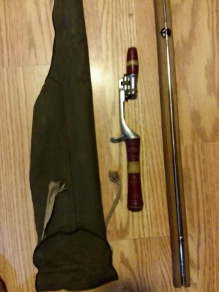 Vintage Orchard Industries Action - Rod,  Bakelite Handle,  Wood Rod Holder And Case