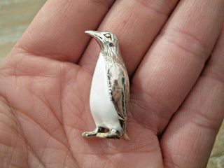 Sweet English Hallmarked Sterling Silver & Enamel Rock Hopper Penguin Chick