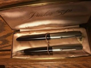 Vintage Restored Parker 51 Plum Fountain Pen And Pencil Box Rare Color