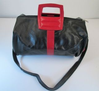 Vintage Arden For Men Leather Mini Duffle Bag Red Black Travel Luggage