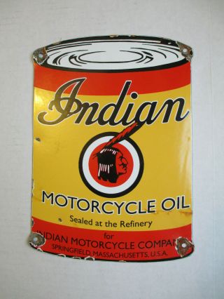 Indian Motorcycles Oil Porcelain Sign Vintage